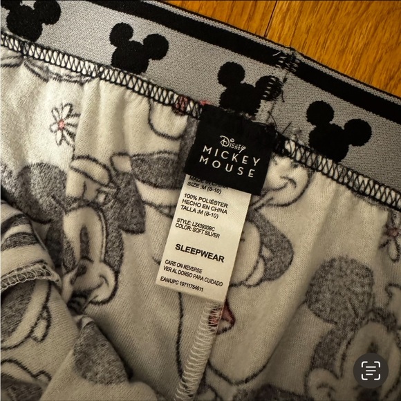 Disney Mickey Mouse Sleepwear Pajama Fuzzy Pants Gray Medium - Picture 4 of 4